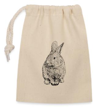 Line Drawing - Rabbit - Closable cotton gift bag (14x20cm) - nature - Front