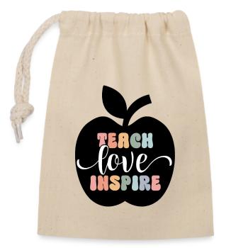 Teach Love Inspire - Verschließbarer Geschenkbeutel aus Baumwolle (14x20cm) - Natur - Vorne