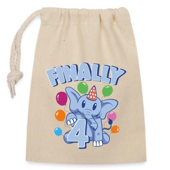 Cute Elephant I'm 4 Pachyderm Birthday Girl - Closable cotton gift bag (14x20cm) - nature - Front