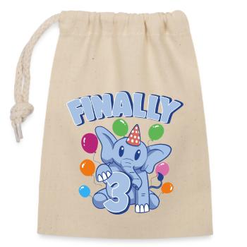 Cute Elephant I'm 3 Pachyderm Birthday Girl - Closable cotton gift bag (14x20cm) - nature - Front