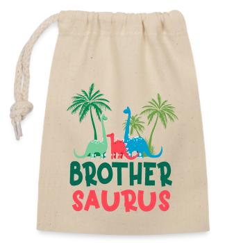 Dinosaure anniversaire frère Saurus assorti famille - Sac cadeau en coton avec cordon (14 x 20 cm) - nature - Devant