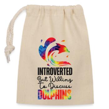 Dolphin Tie Dye Introverted But - Closable cotton gift bag (14x20cm) - nature - Front