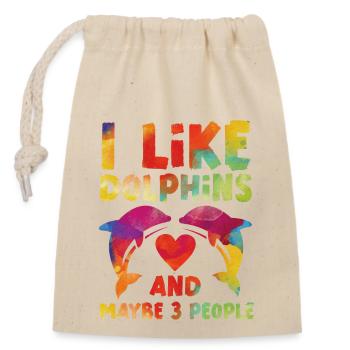 Dolphin Watercolor I Like Dolphins - Closable cotton gift bag (14x20cm) - nature - Front