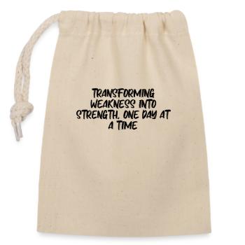 Fitness - Transforming weakness into strength, - Closable cotton gift bag (14x20cm) - nature - Front