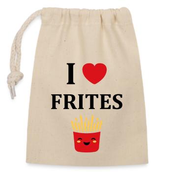 frites - Sac cadeau en coton avec cordon (14 x 20 cm) - nature - Devant