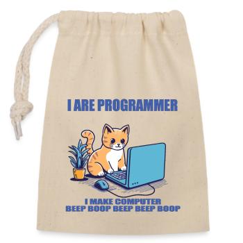 Ich bin Programmierer, Arbeitskatze - Verschließbarer Geschenkbeutel aus Baumwolle (14x20cm) - Natur - Vorne