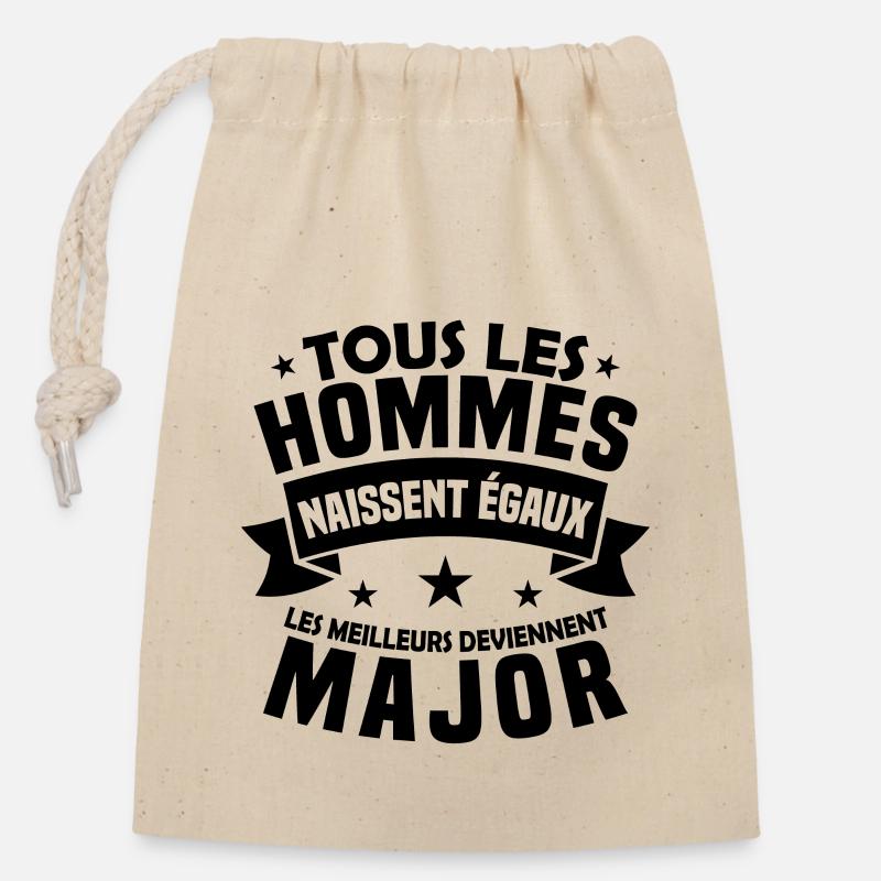 Les meilleurs deviennent major - Sac cadeau en coton avec cordon (14 x 20 cm) - nature