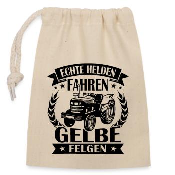 Echte helden fahren gelbe felgen - Verschließbarer Geschenkbeutel aus Baumwolle (14x20cm) - Natur - Vorne