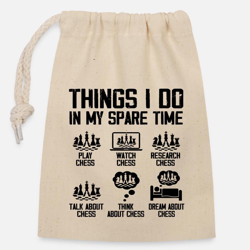 Things I Do In My Spare Time Funny Chess Player - Sac cadeau en coton avec cordon (14 x 20 cm) - nature