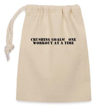 Fitness - Crushing goals, one workout at a time - Closable cotton gift bag (14x20cm) - nature - Front
