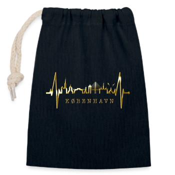 Copenhague Skyline Heartbeat Danemark Amour Hygge - Sac cadeau en coton avec cordon (14 x 20 cm) - bleu marine - Devant