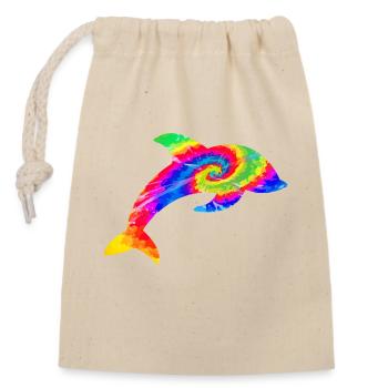 Dolphin Tie Dye - Closable cotton gift bag (14x20cm) - nature - Front