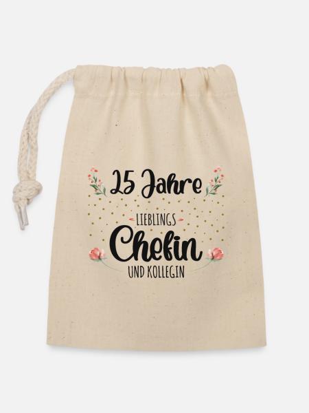 25 Jahre Jubiläum Chefin - Verschließbarer Geschenkbeutel aus Baumwolle (14x20cm) - Natur