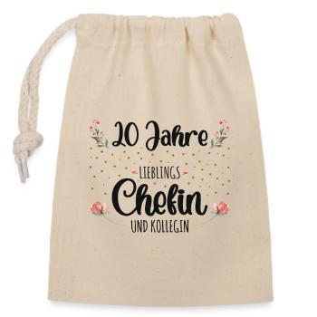 20 Jahre Jubiläum Chefin - Verschließbarer Geschenkbeutel aus Baumwolle (14x20cm) - Natur - Vorne