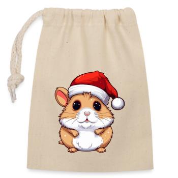 Hamster Christmas Animal Head - Closable cotton gift bag (14x20cm) - nature - Front