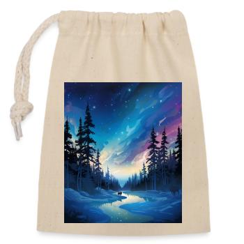Wikinger: eiskalte Polarnacht mit Nordlichtern - Verschließbarer Geschenkbeutel aus Baumwolle (14x20cm) - Natur - Vorne