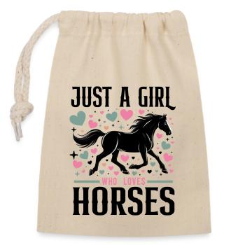 Cadeau d’amant de cheval juste une fille qui aime les chevaux - Sac cadeau en coton avec cordon (14 x 20 cm) - nature - Devant