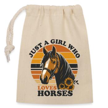 Cadeau d’amant de cheval juste une fille qui aime les chevaux - Sac cadeau en coton avec cordon (14 x 20 cm) - nature - Devant
