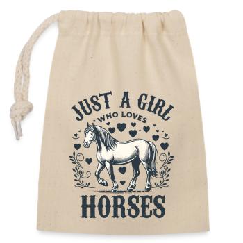 Cadeau d’amant de cheval juste une fille qui aime les chevaux - Sac cadeau en coton avec cordon (14 x 20 cm) - nature - Devant