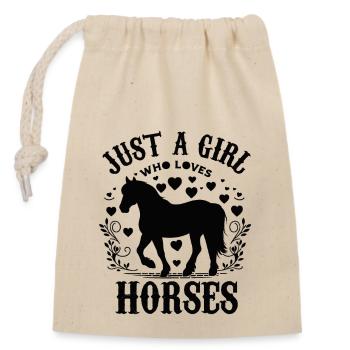 Cadeau d’amant de cheval juste une fille qui aime les chevaux - Sac cadeau en coton avec cordon (14 x 20 cm) - nature - Devant
