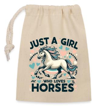 Cadeau d’amant de cheval juste une fille qui aime les chevaux - Sac cadeau en coton avec cordon (14 x 20 cm) - nature - Devant