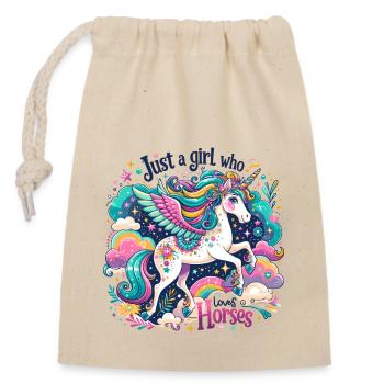 Cadeau d’amant de cheval juste une fille qui aime les chevaux - Sac cadeau en coton avec cordon (14 x 20 cm) - nature - Devant