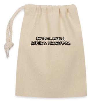 Fitness - Sweat, smile, repeat, transform - Verschließbarer Geschenkbeutel aus Baumwolle (14x20cm) - Natur - Vorne
