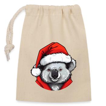 Koala Christmas Animal Head - Closable cotton gift bag (14x20cm) - nature - Front