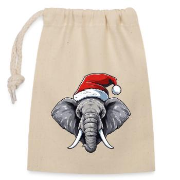 Elephant Head Christmas Portrait - Closable cotton gift bag (14x20cm) - nature - Front
