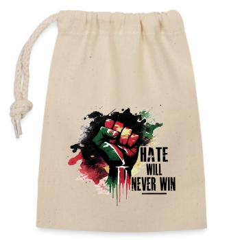 Hate will never win - Black History Month African - Closable cotton gift bag (14x20cm) - nature - Front