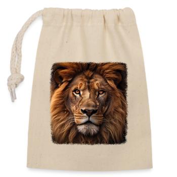 Lions realistic lion - Closable cotton gift bag (14x20cm) - nature - Front