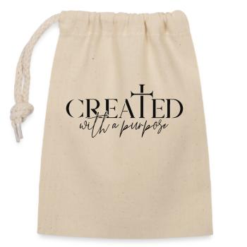 Créé dans un but précis Éphésiens 2 :10 Verset biblique - Sac cadeau en coton avec cordon (14 x 20 cm) - nature - Devant
