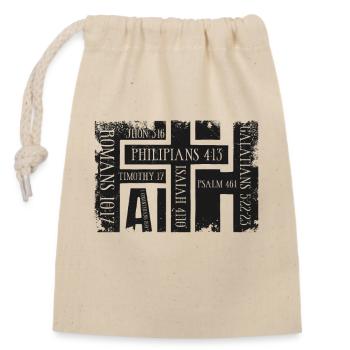 Foi Bible versets Grunge Christian cadeau - Sac cadeau en coton avec cordon (14 x 20 cm) - nature - Devant