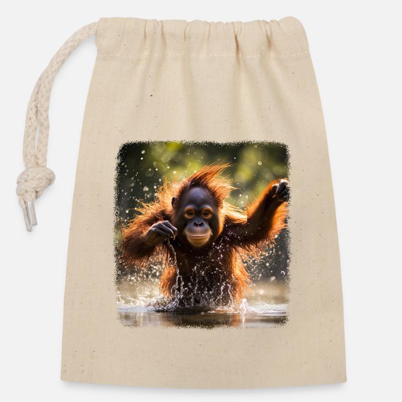 Orang Utans realistic Orang Utan - Verschließbarer Geschenkbeutel aus Baumwolle (14x20cm) - Natur