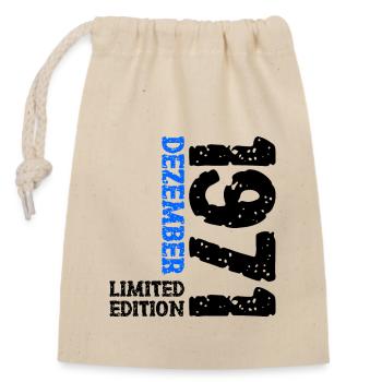 1971 Dezember Limited Edition 52. Geburtstag Deko - Verschließbarer Geschenkbeutel aus Baumwolle (14x20cm) - Natur - Vorne