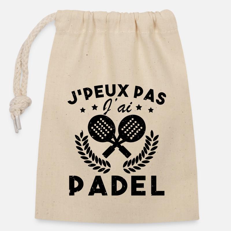 Je Peux Pas J'ai Padel - Sac cadeau en coton avec cordon (14 x 20 cm) - nature