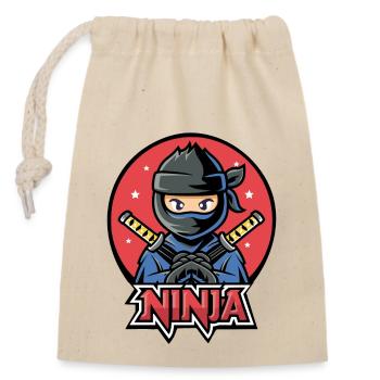 NINJA - Closable cotton gift bag (14x20cm) - nature - Front