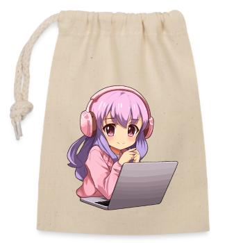 Kawaii Girl Anime et amateur d’anime de jeux vidéo - Sac cadeau en coton avec cordon (14 x 20 cm) - nature - Devant