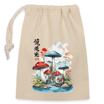 Magic Mushrooms Ukiyo-E Vintage Design - Closable cotton gift bag (14x20cm) - nature - Front