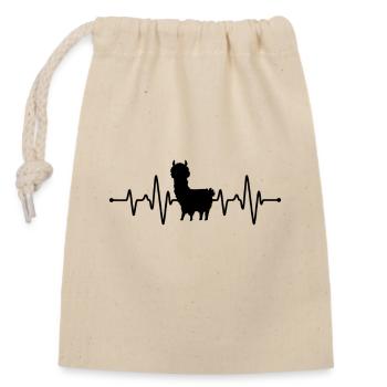 Heartbeat Llama - Closable cotton gift bag (14x20cm) - nature - Front