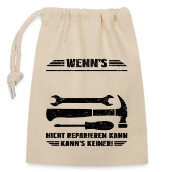 Handwerker Personalisierbar Name Geschenk Papa - Verschließbarer Geschenkbeutel aus Baumwolle (14x20cm) - Natur - Vorne