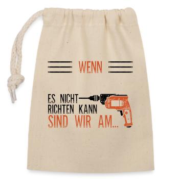 Personalisierbar Handwerker Name Geschenk Papa - Verschließbarer Geschenkbeutel aus Baumwolle (14x20cm) - Natur - Vorne