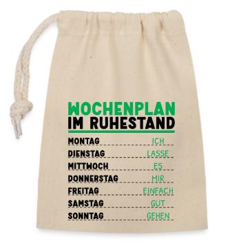 Wochenplan Rentner Ruhestand Personalisierbar Opa - Verschließbarer Geschenkbeutel aus Baumwolle (14x20cm) - Natur - Vorne