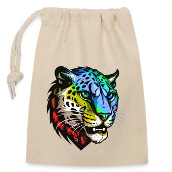 Tête de guépard colorée - Sac cadeau en coton avec cordon (14 x 20 cm) - nature - Devant