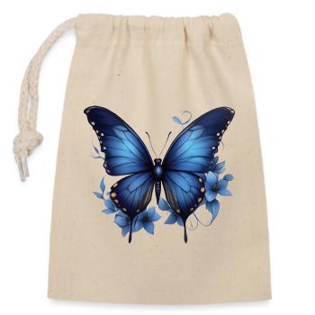 Elegance of the Sky: Blue Butterfly - Closable cotton gift bag (14x20cm) - nature - Front