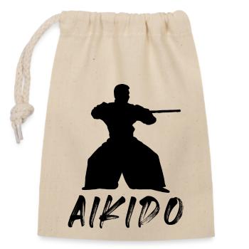 Aikido - Verschließbarer Geschenkbeutel aus Baumwolle (14x20cm) - Natur - Vorne