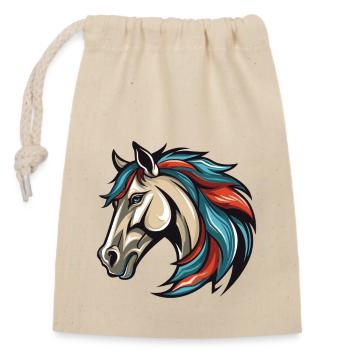 Tête de cheval - Sac cadeau en coton avec cordon (14 x 20 cm) - nature - Devant
