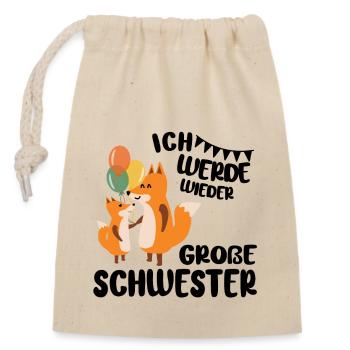 Bald Wieder Große Schwester Verkünden Tiere Design - Verschließbarer Geschenkbeutel aus Baumwolle (14x20cm) - Natur - Vorne