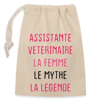 Assistante Veterinaire - Sac cadeau en coton avec cordon (14 x 20 cm) - nature - Devant