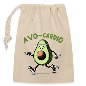 Running avocado, avo-cardio - Closable cotton gift bag (14x20cm) - nature - Front
